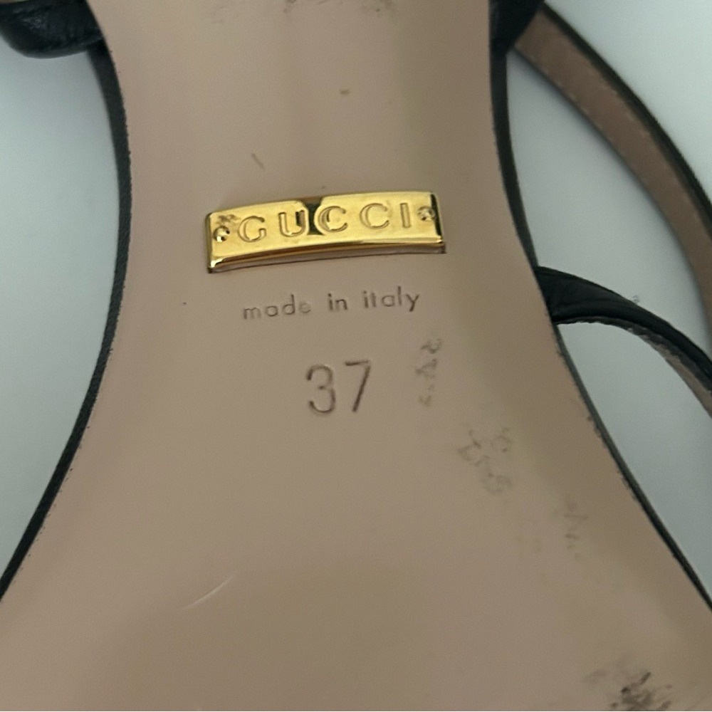 Gucci Victoria Classic Strappy Horsebit Black Leather Sandals Heels Shoes - 37 - Picture 9 of 14